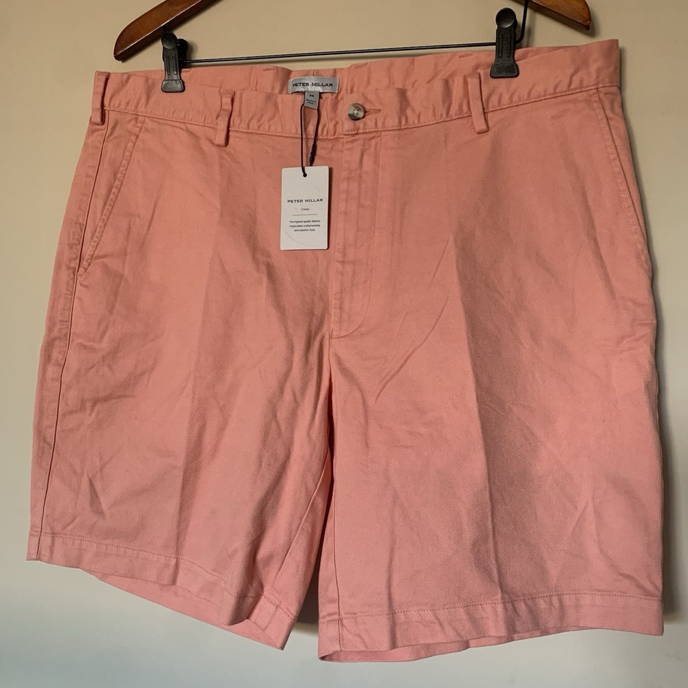 PETER MILLAR Pilot Twill Shorts Chino peachy pink Mens Size 38 NWT